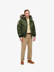 Superdry Army Green Everest Faux Fur Bomber Coat Jacket - Image 2 of 6