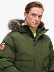 Superdry Army Green Everest Faux Fur Bomber Coat Jacket - Image 4 of 6