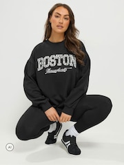Yours Curve Black Boston Leopard Sweatshirt - Image 5 of 7