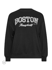 Yours Curve Black Boston Leopard Sweatshirt - Image 6 of 7
