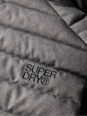 Superdry Dark Grey Marl 100% Cotton Hooded Tweed Fuji Gilet - Image 6 of 6