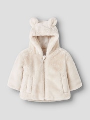 Name It Cream Leo Faux Fur Hooded Jacket with Ears - Image 1 of 3