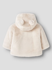 Name It Cream Leo Faux Fur Hooded Jacket with Ears - Image 2 of 3