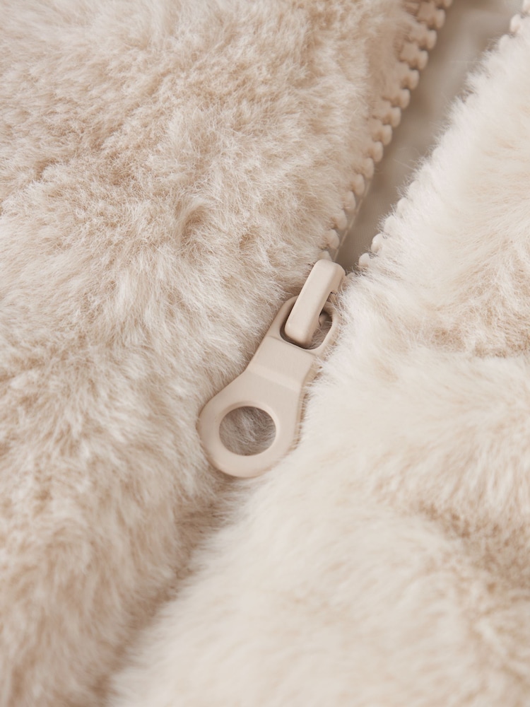 Name It Cream Leo Faux Fur Hooded Jacket with Ears - Image 3 of 3 Name It Cream Leo Faux Fur Hooded Jacket with Ears - Image 3 of 3