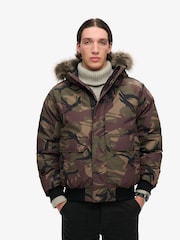 Superdry Para Camo Everest Faux Fur Bomber Coat Jacket - Image 1 of 8