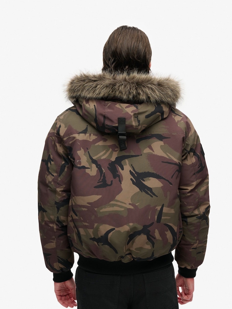 Superdry Para Camo Everest Faux Fur Bomber Coat Jacket - Image 2 of 8