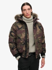 Superdry Para Camo Everest Faux Fur Bomber Coat Jacket - Image 3 of 8