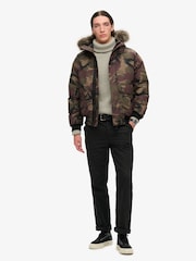 Superdry Para Camo Everest Faux Fur Bomber Coat Jacket - Image 4 of 8