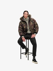 Superdry Para Camo Everest Faux Fur Bomber Coat Jacket - Image 5 of 8
