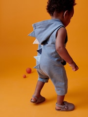 Teal Blue Dino Spike 100% Cotton Short All-In-One (3mths-7yrs) - Image 1 of 8