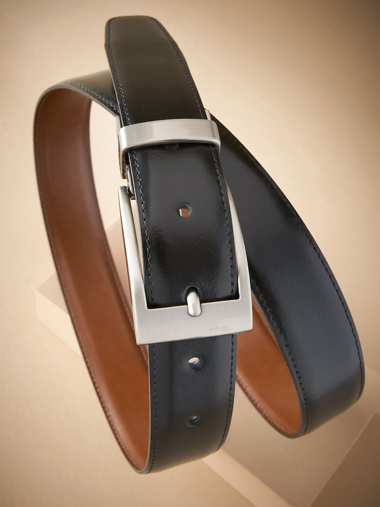 Black/Tan Brown Signature Leather Reversible Belt - Image 3 of 4