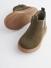 Khaki Green Dino Wide Fit (G) Chelsea Boots with Zip Fastening - Image 3 of 5