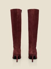 Sosandar Red Suede Stiletto Heel Knee High Boots - Image 4 of 5