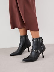 Black Forever Comfort® Point Toe Stud Detail Heeled Boots - Image 1 of 9