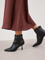 Black Forever Comfort® Point Toe Stud Detail Heeled Boots - Image 3 of 9