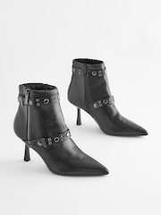 Black Forever Comfort® Point Toe Stud Detail Heeled Boots - Image 5 of 9