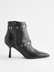 Black Forever Comfort® Point Toe Stud Detail Heeled Boots - Image 6 of 9