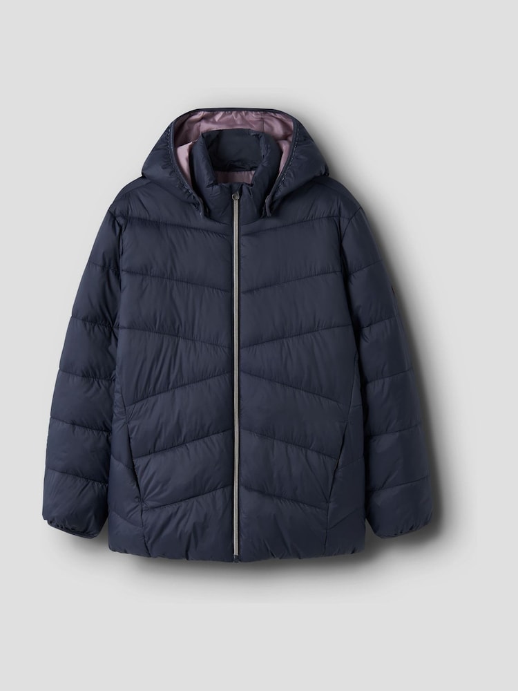 Name It Blue Padded Zip Up Jacket with Detachable - Image 1 of 4 Name It Blue Padded Zip Up Jacket with Detachable - Image 1 of 4