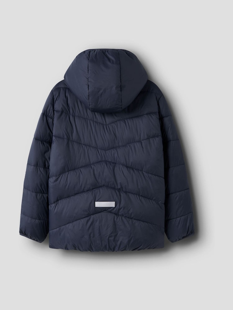 Name It Blue Padded Zip Up Jacket with Detachable - Image 2 of 4 Name It Blue Padded Zip Up Jacket with Detachable - Image 2 of 4