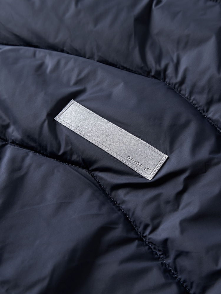 Name It Blue Padded Zip Up Jacket with Detachable - Image 4 of 4 Name It Blue Padded Zip Up Jacket with Detachable - Image 4 of 4