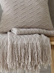 Catherine Lansfield Silver Chevron Knit Throw - Image 2 of 3