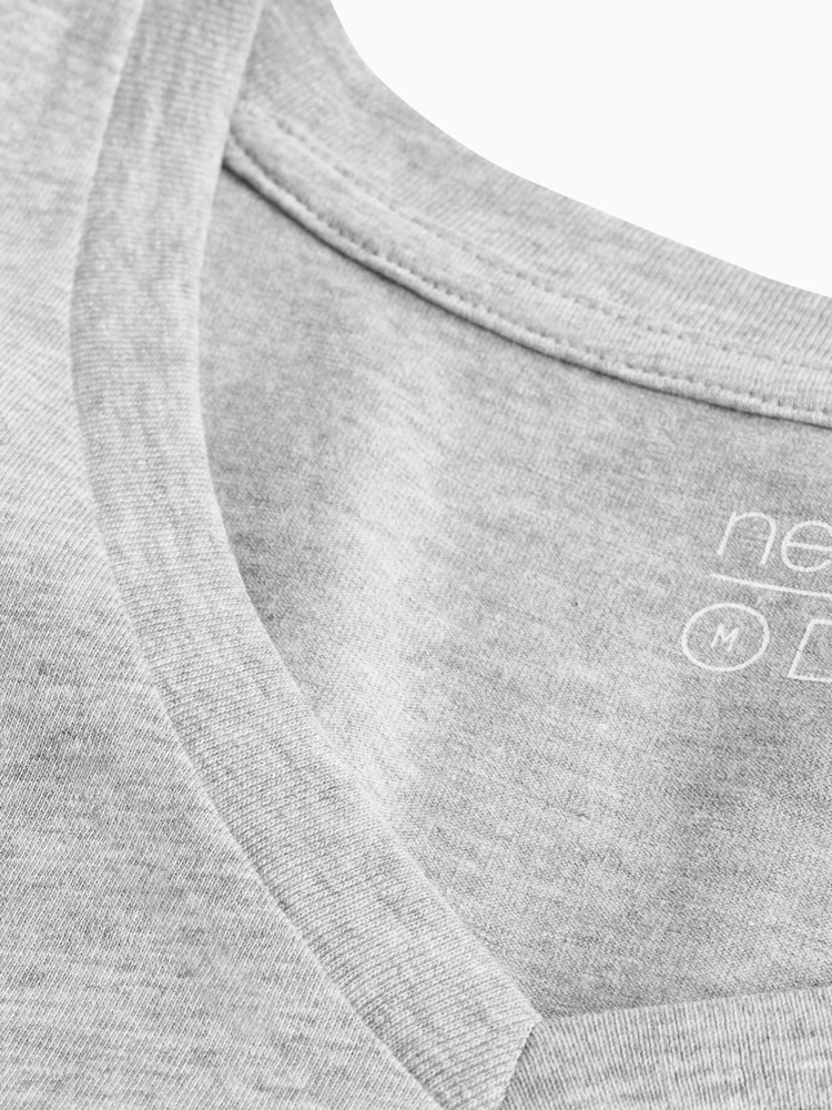 Grey Marl Regular Fit Essential V-Neck T-Shirt - Image 4 of 4