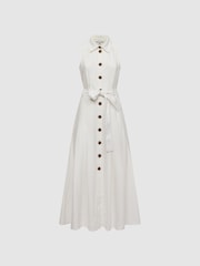 Reiss Ivory Milena Button Front Midi Dress - Image 2 of 7