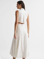 Reiss Ivory Milena Button Front Midi Dress - Image 5 of 7