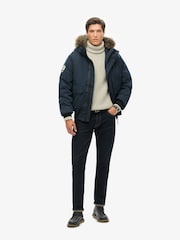 Superdry Eclipse Navy Everest Faux Fur Bomber Coat Jacket - Image 2 of 5