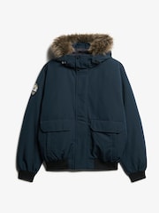 Superdry Eclipse Navy Everest Faux Fur Bomber Coat Jacket - Image 4 of 5
