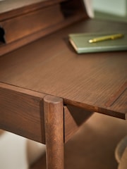 MADE.COM Dark Stain Oak Leonie Compact Office Desk - Image 3 of 5