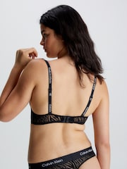 Calvin Klein Black 1996 Animal Print Lace Balconette Bra - Image 2 of 6