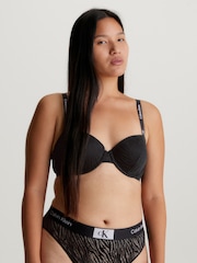 Calvin Klein Black 1996 Animal Print Lace Balconette Bra - Image 4 of 6
