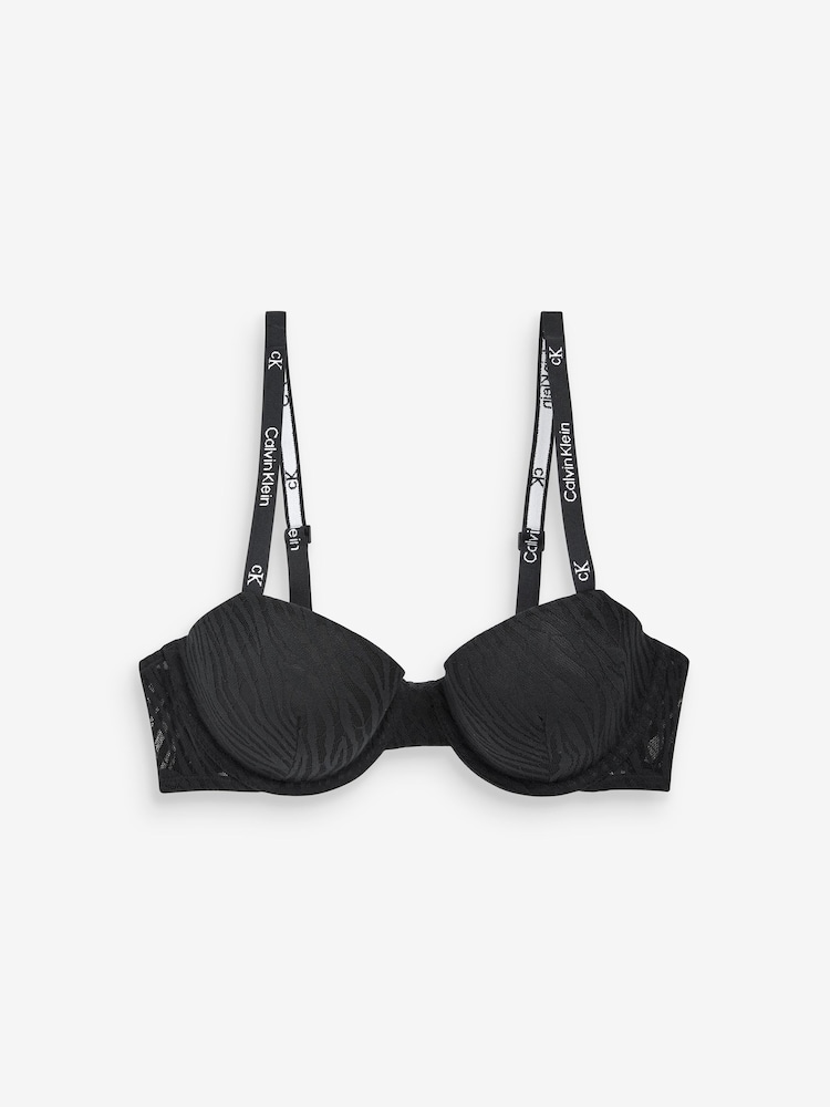 Calvin Klein Black 1996 Animal Print Lace Balconette Bra - Image 6 of 6