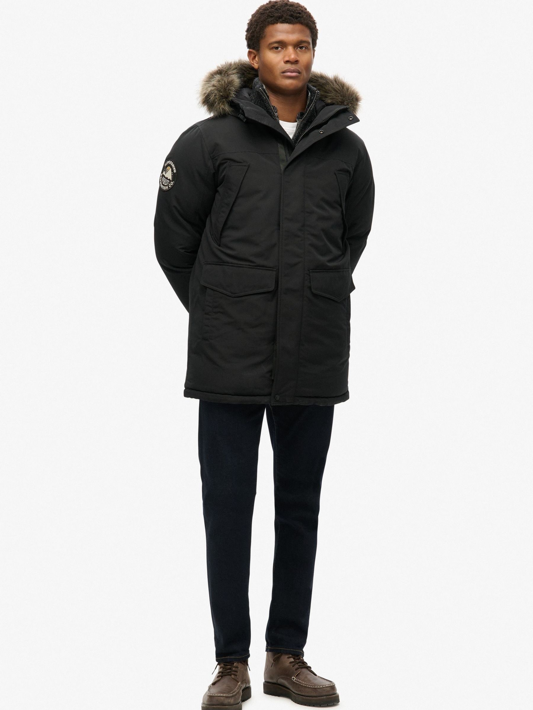 Buy Superdry Jet Black Everest Faux Fur Parka Jacket from Next