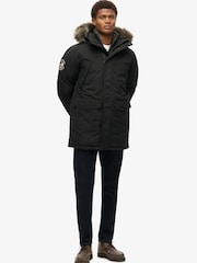 Superdry Jet Black Everest Faux Fur Parka Jacket - Image 10 of 13