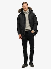 Superdry Jet Black Everest Faux Fur Parka Coat Jacket - Image 2 of 5