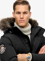 Superdry Jet Black Everest Faux Fur Parka Coat Jacket - Image 3 of 5