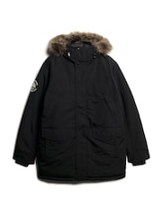 Superdry Jet Black Everest Faux Fur Parka Coat Jacket - Image 4 of 5