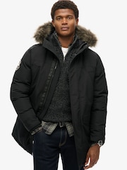 Superdry Jet Black Everest Faux Fur Parka Jacket - Image 7 of 13