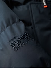 Superdry Eclipse Navy Hooded Sports Puffer Mid Coat Jacket - Image 6 of 6