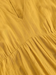 White Stuff Yellow Lucy Metallic Midi Dress - Image 6 of 6