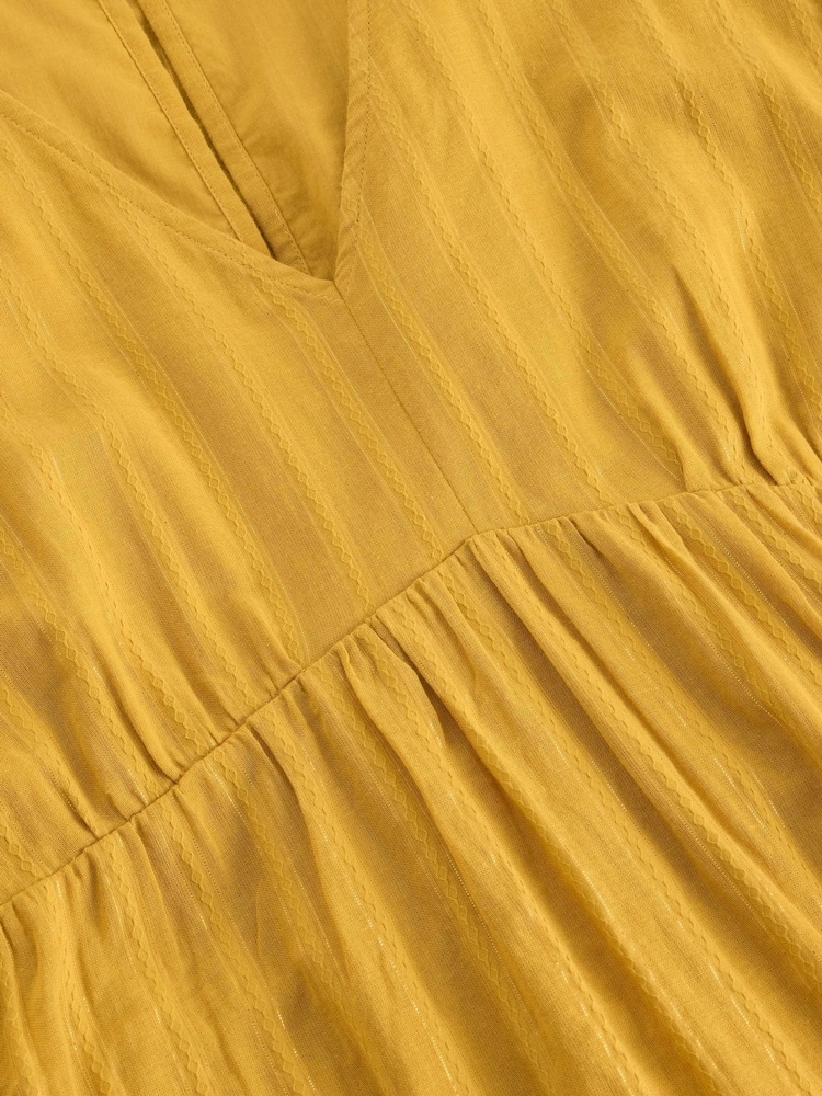 White Stuff Yellow Lucy Metallic Midi Dress - Image 6 of 6