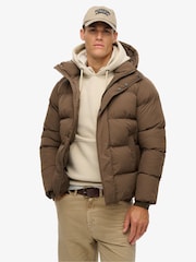 Superdry Warm Brown Hooded Puffer Jacket - Image 1 of 5
