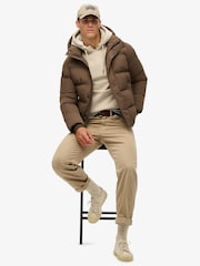 Superdry Warm Brown Hooded Puffer Jacket - Image 3 of 5