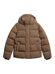 Superdry Warm Brown Hooded Puffer Jacket - Image 4 of 5