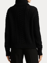 Lauren Ralph Lauren Cable Knit Cotton Blend Turtleneck Black Jumper - Image 7 of 9