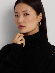 Lauren Ralph Lauren Cable Knit Cotton Blend Turtleneck Black Jumper - Image 8 of 9