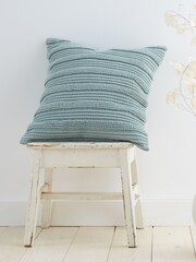 Green Tufted Stripes 100% Cotton Cushion - Image 1 of 3