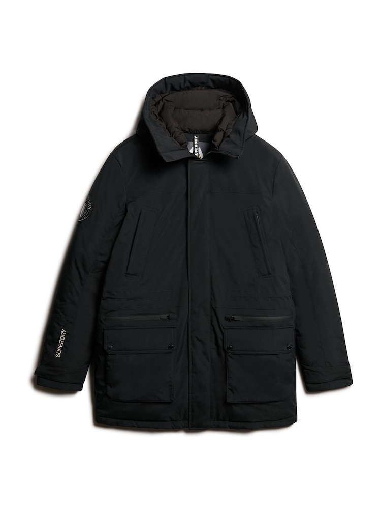 Superdry Black City Padded Parka Coat Hooded and Water-Repellent Jacket - Image 11 of 11
